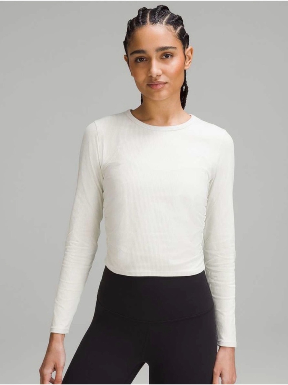 Lululemon All It Takes Ribbed Long Sleeve Shirt in Bone